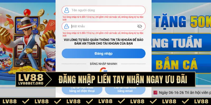 Đăng nhập liền tay nhận ngay ưu đãi